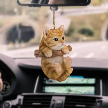 2D Mielas katinas Šuniukas Automobilis Kabantis kačiukas Šuo Simuliacinis modelis Kūrybinis automobilio salonas Dekoras Gyvūnų akrilo pakabukas Žaislas Vaikas Dovana