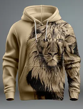 Fashion 3D Lion Print Gobtuvai vyrams Juokingi gyvūnų rašto džemperiai Hip Hop Trend Harajuku rudens drabužiai oversized Pullover
