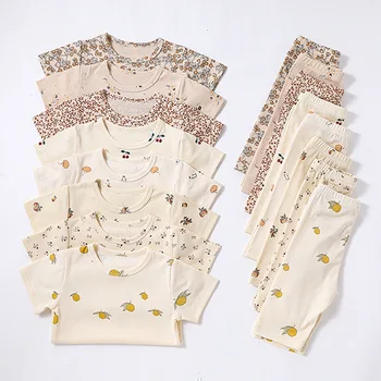 0-24 mėnesių kūdikių komplektai drabužiai Kostiumas vasarinėmis trumpomis rankovėmis Berniuko mergaitės apranga 100% medvilnė Drabužių spausdinimas su oro kondicionieriumi Mažylis