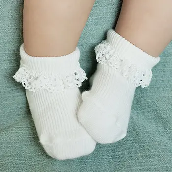 0-4T Baby Kids Kojinės Berniukai Mergaitės Vaikai Mielos nėriniuotos kojinės Princesės vakarėlio kostiumas Priedai Mažylis Kūdikis Medvilninės kojinės