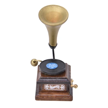 1/12 Lėlių namelio miniatiūriniai priedai Retro fonografo modeliavimas Baldų modelis Žaislai lėlių namų dekoravimui