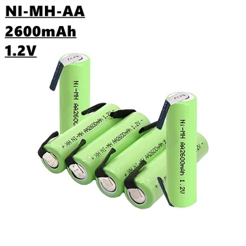1.2V AA Ni-MH 2A įkraunama baterija, 1.2V, 2600mAh, su suvirinimo detale, tinka elektriniam skustuvui, elektriniam dantų šepetėliui ir kt