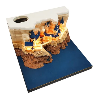 1 gabalas pilis 3D užrašų knygelė 2024 kalendorius Pilies užrašas Popieriniai kanceliarinių prekių priedai Dovana su žibintais