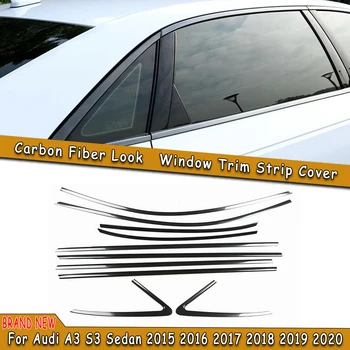 10 vnt Automobilio išorės langų apdaila Dekoro lipdukų juosta Plieninė vandeniui atspari sandarinimo juostelė Dangtelio atspalvis, skirtas Audi 2015-2020 A3 S3 Sedanui