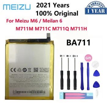 100% Originali 3070mAh BA711 baterija Meizu M6 Meilan 6 M711M M711C M711Q M711H Mobiliųjų telefonų baterijos Bateria