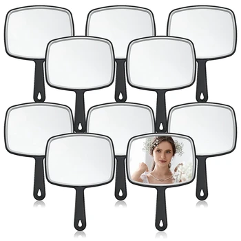 10vnt Nešiojamas rankinis veidrodis sieninis veidrodis su rankena Multi Barber Mirror for Vanity Makeup Salon Travel