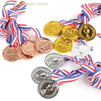 10vnt Vaikų vaikai Netikras Auksas Plastikas Nugalėtojai Medaliai Sportinių žaidimų prizų apdovanojimai Žaislai vaikams Vakarėlis Filmas Rekvizitas Blizgantis medalis