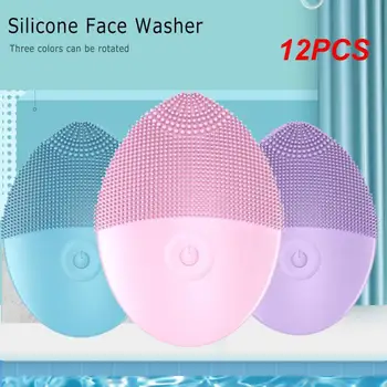 12PCS elektrinis veido valymo šepetys silikoninis ultragarsinis vibracijos veido valiklis gilios poros inkštirų valymo prietaisų įrankiai