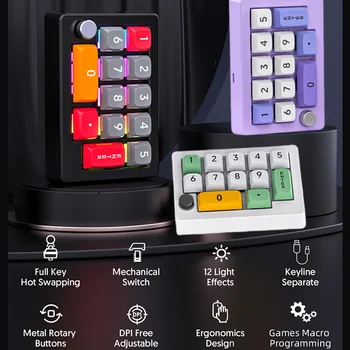 13 Key Macro Programable Fully Hot Swappable Mechanical Switch 7 Color Rgb Light Gaming Mini klaviatūra