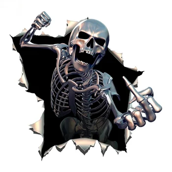 15cm Piktas skeletas Kaukolės priedai Asmenybė, mielas, motociklo lipdukai ant automobilio PVC lipduko dangtelio įbrėžimai Išorinės dalys