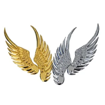1pair 3D matmenų lengvojo lydinio metalo automobilių lipdukai Angel Hawk Wings emblema ženklelis Decal Car Logotipas Lipdukas auksinė sidabro spalva pasirinktinai