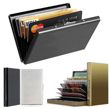 1pc kortelių laikiklis Vyrai RFID blokuoja aliuminio metalą plona piniginė Pinigų krepšys Apsaugos nuo nuskaitymo kredito kortelių laikiklis Plonas dėklas Maža vyriška piniginė