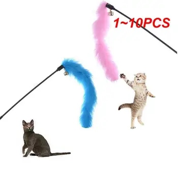 1~10PCS Random Color Turkey Feathers Tease Cat Stick Premium Pet Interaktyvus žaislas Spalvingas erzinimas Katė Juokinga lazda Augintinis Kačiukas