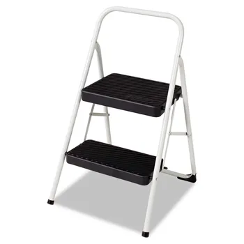 2 žingsnių sulankstoma plieninė laiptinė kėdė, 200 svarų, vėsios pilkos kopėčios namams