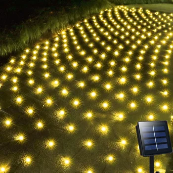 200 LED saulės tinklo žibintai Lauko tinkliniai žibintai Neperšlampami krūmai Tinklo šviesa Saulės sodo medžio apvyniojimo lemputė užuolaidų balkono dekorui