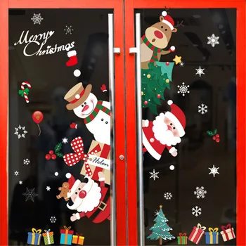 2022 Linksmų kalėdinių langų lipdukų kalėdinės dekoracijos namams 