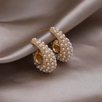 2023 Korėja naujo dizaino mados papuošalai 14K paauksuotas perlų auskarai elegantiški moterų kasdienio darbo aksesuarai