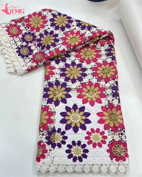 2024 Naujausias Nigerijos gipiūro virvelės nėrinių audinys Aukštos kokybės Afrikos vandens blizgučiai Nėrinių audinys moterims Vestuvinės suknelės siuvimas
