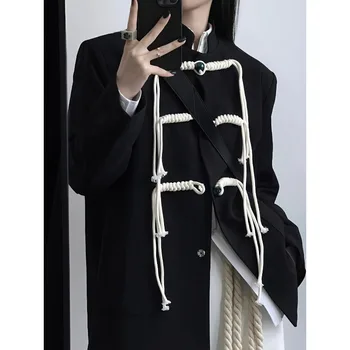 2024 Pavasario rudens naujo sagų kostiumo švarkas Tobulėjantis kinų moterų drabužių paltas Kiniškas tunikos kostiumas Kutai Laisvas paprastas paltas