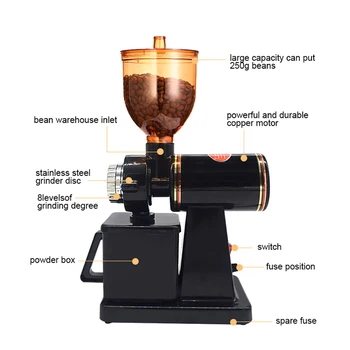 220V/110V elektrinis kavos malūnėlis Pusiau automatinis kavos pupelių malūnėlis Flat Burr Grinder 커피 그라인더