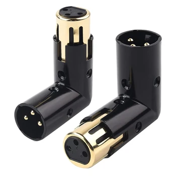 2PCS garso adapterio kištukas reguliuojamas vyriško ir moteriško dešiniojo kampo XLR adapteris (XLR 90 laipsnių adapteris)
