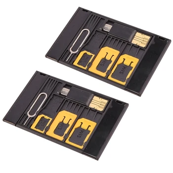 2Pcs Universalus MINI SIM kortelės adapteris Nano Micro-SIM kortelės atminties kortelės laikiklio dėklas