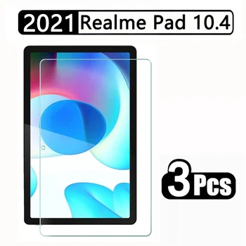 (3 pakuotės) grūdintas stiklas Realme Pad 10.4 2021 m. anti-scratch pilno padengimo planšetinio kompiuterio ekrano apsaugos plėvelė