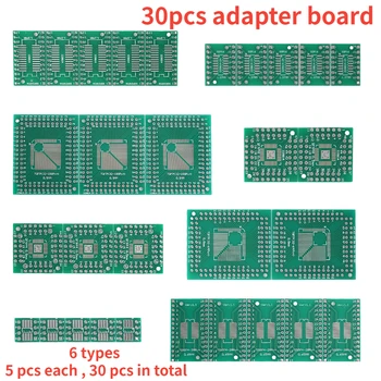 30pcs/lot PCB prototipo plokštė SMT pasukite į DIP adapterio keitiklio plokštės rinkinį FQFP32 ~ 100 QFN48 SOP8 ~ 16 ~ 24 ~ 28 plokštė
