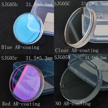 31.5*5.3mmFlat Vintage Top Hat Sapphire Crystal Blue/Red/Clear AR Coating Watch Glass Replacement Mod Part