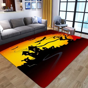 3D Helovino naktis Spausdinti kilimai svetainei Miegamasis Minkštas flanelinis namų dekoras Žaidimų aikštelė Kilimėliai Salono sofa Plaunamas grindų kilimėlis