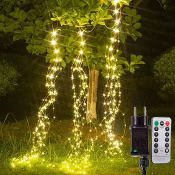 3IN1 600 LED Firefly kekių žibintai Medžio šaka Vynmedžių šviesa Lauko varinė viela Krioklys Styginių šviesa Kalėdų fėjų šviesa