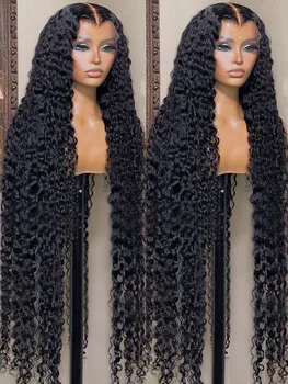 40 colių garbanotas 13x4 nėrinių priekis žmogaus plaukų perukas Brazilijos perukai moterims Deep Wave 13x6 HD nėrinių priekinis perukas Žmogaus plaukai iš anksto nupešti