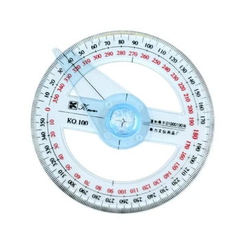 4Inch Circle Protractor, 360 laipsnių plastikinio kontūro liniuotės matavimo įrankis