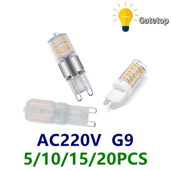 5-20pcs LED Mini G9 kukurūzų šviesa AC220V 3W itin ryški ne strobe šilta balta šviesa gali pakeisti 20W 50W halogeninę lempą