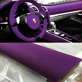 50CM*200/500CM Premium Purple CAR Velvet Fabric Zomšos vinilo vyniojimo plėvelės keičia spalvą Lipnus lipdukas automobiliams