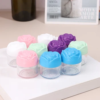 6 vnt 20g plastikiniai kosmetiniai kremo indai su rožinės formos užsukamais dangteliais Tušti makiažo pavyzdžiai stiklainiai Lūpų balzamas puodelis indelis