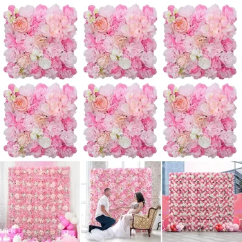 6PCS Dirbtinės gėlės Rožės Sienų skydas 3D gėlių fonas Sienos vakarėlio vestuvių vestuvių dušas Lauko dekoravimas