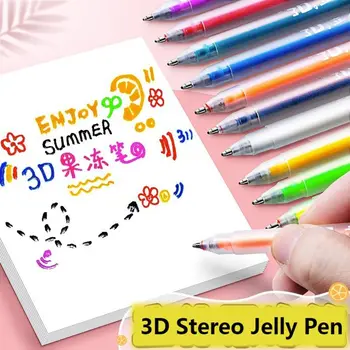 6PCS/Set Daugiaspalvis 3D stereo želė rašiklis Keraminis metalinis stiklas 3D trimatis rankinis apskaitos rašiklis Spalvoti žymekliai