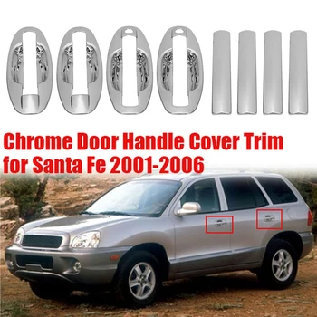 8Pcs/Set Naujas ABS Chrome durų rankenų dangtelis Apdailos taurės dubuo, skirtas Hyundai Santa Fe 2001-2006