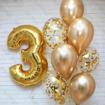 8vnt Chrome Gold Black 32inch skaičius Stulpelis Balionai Su gimtadieniu Vakarėlio dekoracijos Vaikai Berniukas Mergaitė 1 2 3 4 5 6 7 8 9 Metai