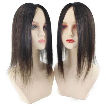 8x12cm Šilko viršus Žmogaus plaukų toupee odos pagrindas Virgin European Human Hair Hairpiece with Clip in for Thinning Hair