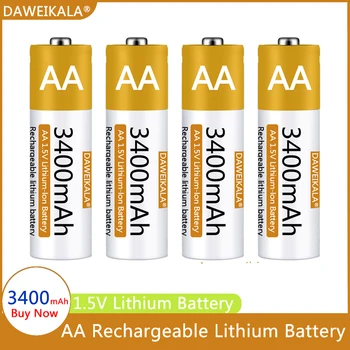 AA Baterija 1.5V Li-ion AA įkraunama baterija 3400mAh AA ličio jonų baterija nuotolinio valdymo pelei mažas ventiliatorius Elektrinis žaislas
