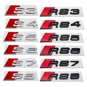 ABS automobilio lipdukas Audi Sline S3 S4 S5 S6 S8 RS3 RS4 RS5 RS6 RS8 Logotipas SQ3 SQ7 A3 A5 A8 Galinės bagažinės uodegos emblemos priedai