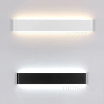 AC85-265V LED sieninis šviestuvas juoda/balta Moderni paprasta svetainė Naktinis vonios kambarys Praėjimo televizorius Sieniniai stačiakampiai aliuminio sieniniai šviestuvai
