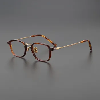 Acetato kvadratas Japoniški senoviniai presbiopijos akiniai rankų darbo gryni titano akiniai Vyrų receptiniai trumparegystės akinių rėmelis