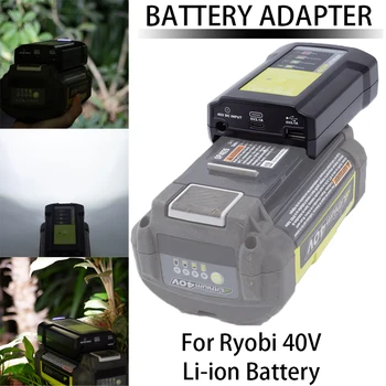 Adapteris tinka RYOBI 40V ličio jonų akumuliatoriaus adapteriui su USB / TYPE-C greito įkrovimo sąsajos elektrinių įrankių priedais