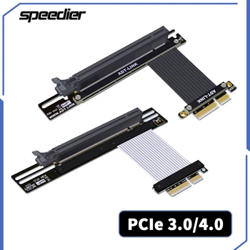 ADT sidabrinė juoda PCI Express 4.0 X4 į X16 vaizdo plokštės prailginimo stovo kabelis PCI-E 3.0 4x į 16x adapterio trumpiklis R23SH K23SH