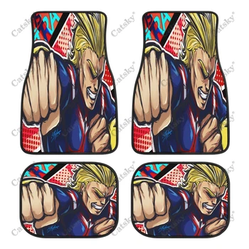 All Might My Hero Academia Car Floor Mat Vintage Carpet Anti-Slip Rubber Mat Pack of 4 Auto Accessiores for Car SUV Van