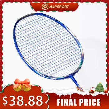Alpsport LTP Pro 8U max 28 lbs. Ultralight Badminton Racket Original 100% anglies pluoštas (įskaitant krepšį ir virvelę)