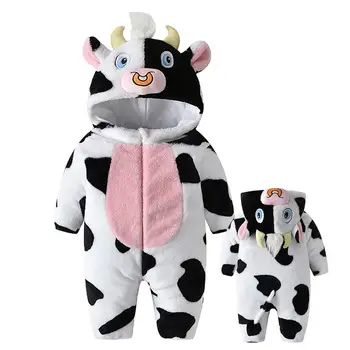 Animal Onesie For Kids Kid Onesie kostiumas su gobtuvu Helovino karvės mielas pliušinis gyvūnas Kostiumas puošni suknelė vaikams